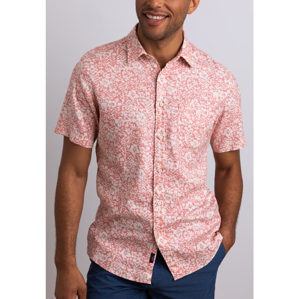 Faherty Men's | Hemp Blend Short Sleeve Button Down Hilo Breeze Shirt | Size XL